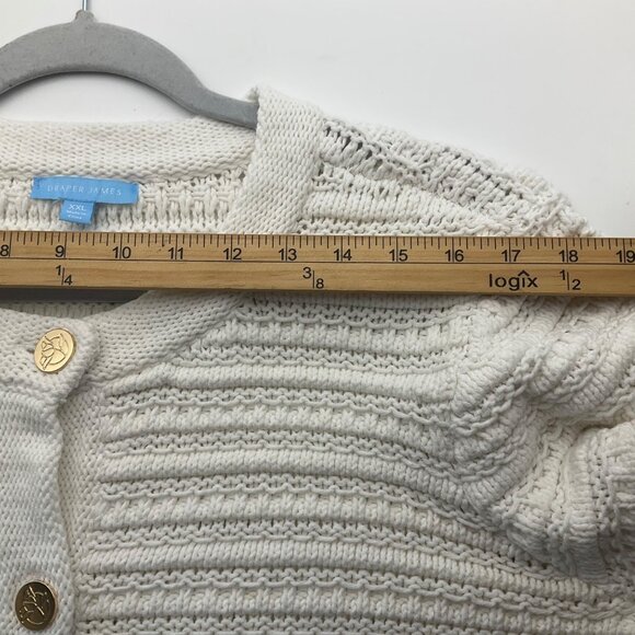 New Draper James XXL Cream Button Cardigan Cotton Lady Like Old Money - Picture 10 of 12